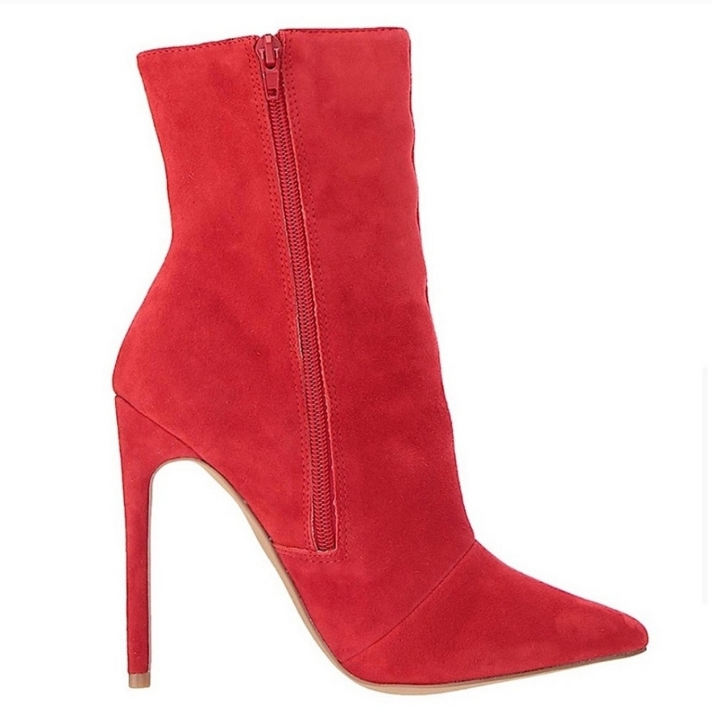 Steve Madden Wagner Lipstick Red Suede Booties. Sz 8.5 - Picture 2 of 7